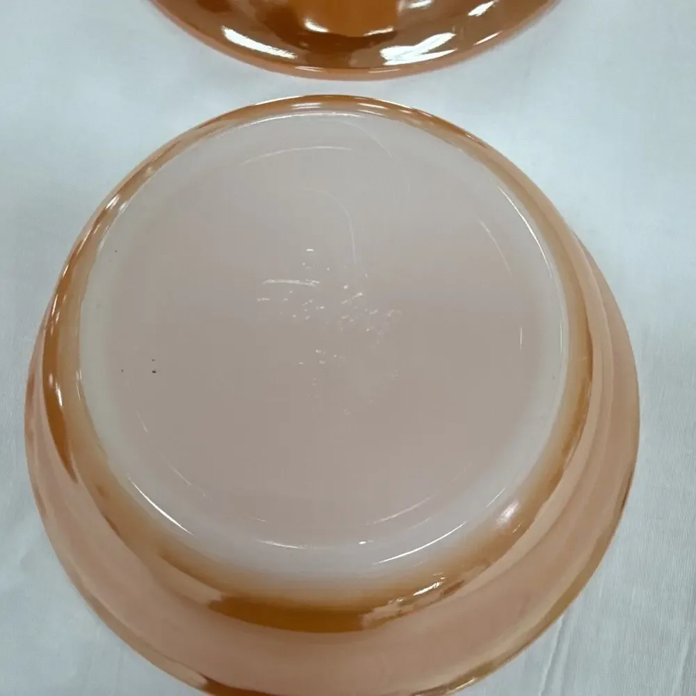 Copied - Fire-King Peach Laurel Stackable 4pc Bowl Set Mid-Century Pressed Glass